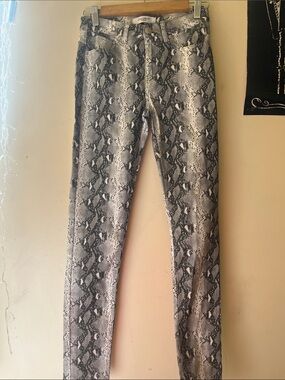 Snake Print Skinny Jeans in Black and White